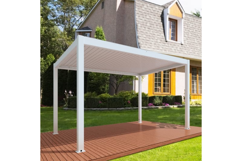Pergola Moottoroitu 3x4 m - Valkoinen - Piha & ulkoaltaat - Grillaus - Grillitarvikkeet - Grilliteltta