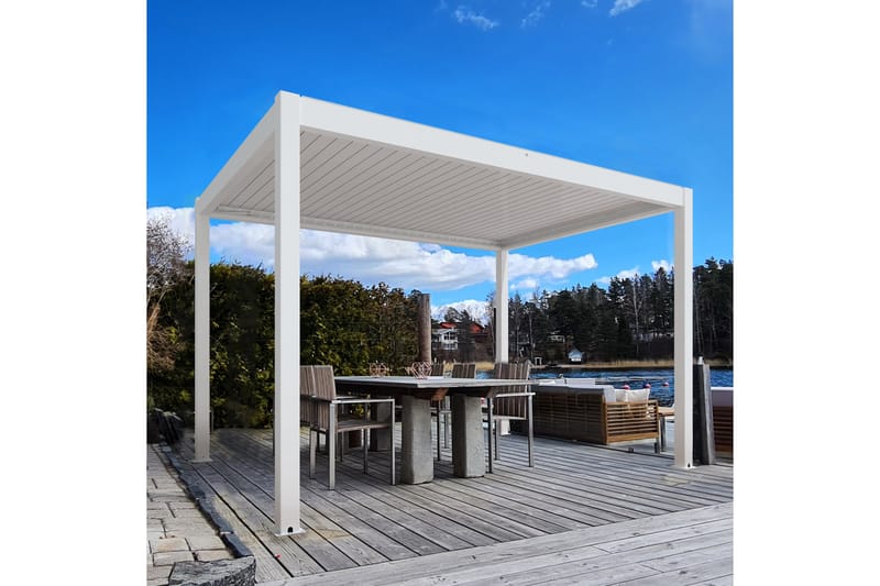 Pergola Moottoroitu 3x4 m - Valkoinen - Piha & ulkoaltaat - Grillaus - Grillitarvikkeet - Grilliteltta