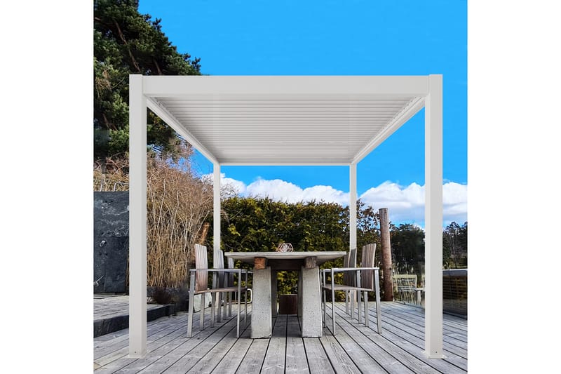 Pergola Moottoroitu 3x4 m - Valkoinen - Piha & ulkoaltaat - Grillaus - Grillitarvikkeet - Grilliteltta