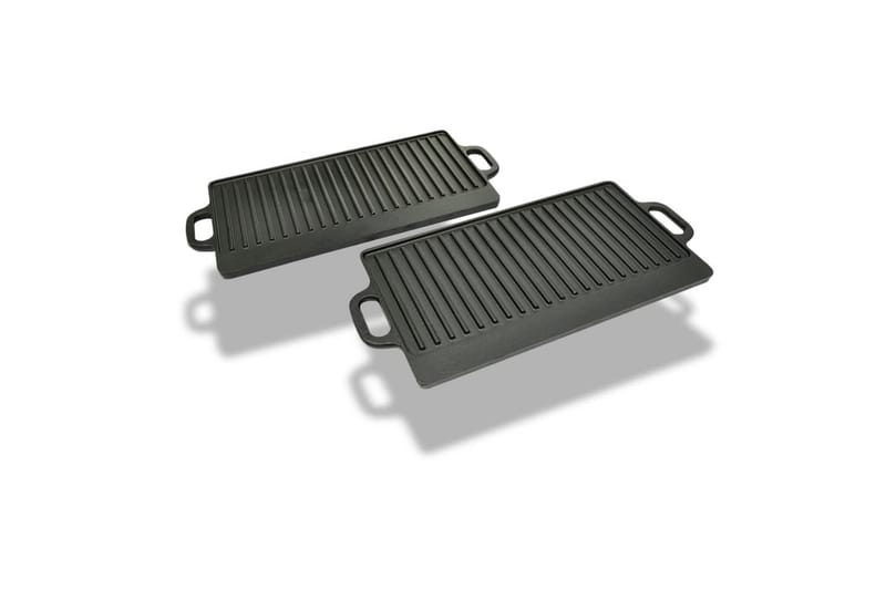 Kännettävä valurauta grillilevy 2 kpl 38x23 cm - Musta - Piha & ulkoaltaat - Grillaus - Grillitarvikkeet
