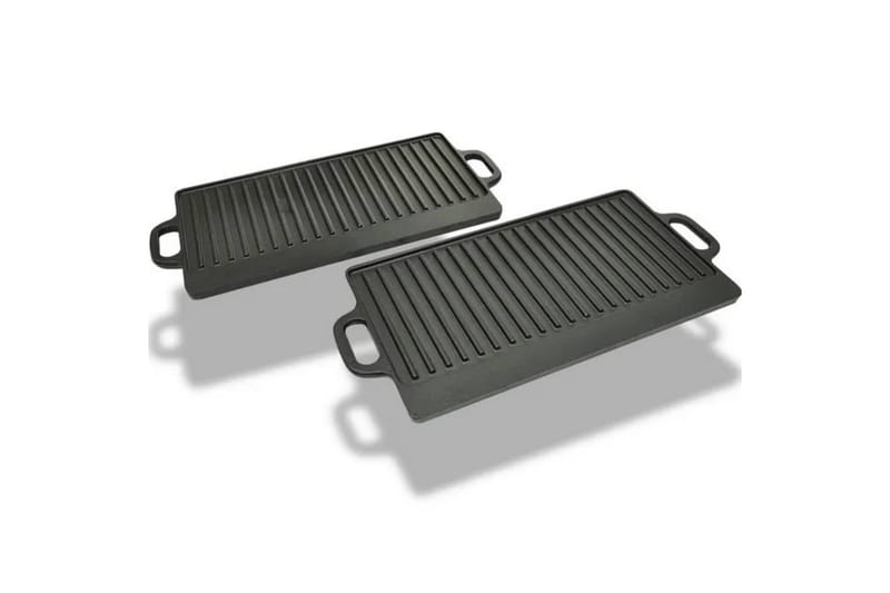 Kännettävä valurauta grillilevy 2 kpl 38x23 cm - Musta - Piha & ulkoaltaat - Grillaus - Grillitarvikkeet