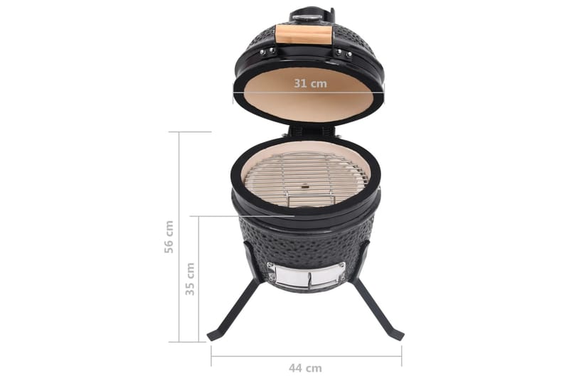 Kamado 2-in-1 grilli/savustin keramiikka 56 cm musta - Musta - Piha & ulkoaltaat - Grillaus - Grillitarvikkeet