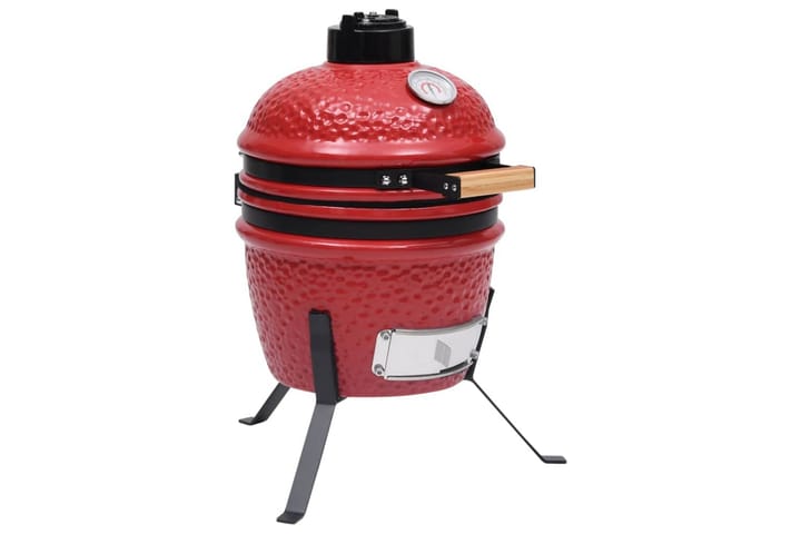 Kamado 2-in-1 grilli/savustin keramiikka 56 cm punainen - Punainen - Savustin & savugrilli - Grillitarvikkeet