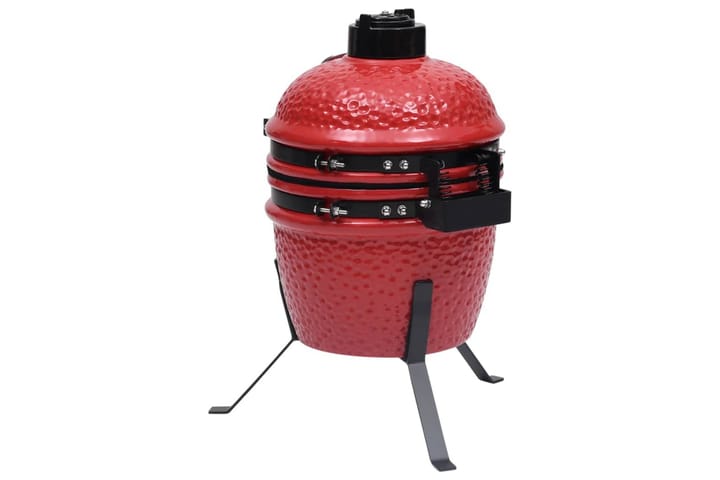 Kamado 2-in-1 grilli/savustin keramiikka 56 cm punainen - Punainen - Savustin & savugrilli - Grillitarvikkeet