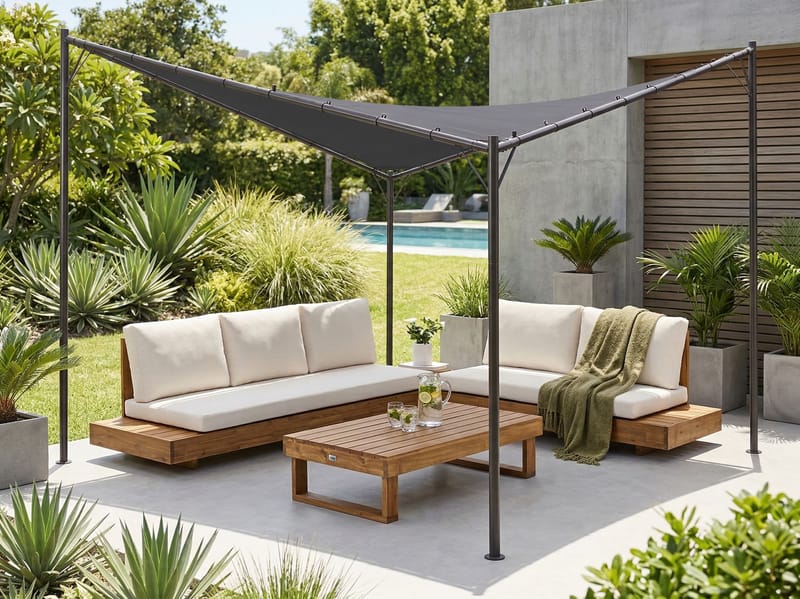 Paviljonki Aventine 300 cm Teräs - Harmaa/musta - Piha & ulkoaltaat - Grillaus - Grillitarvikkeet - Grilliteltta