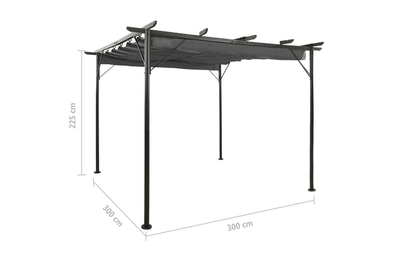Pergola sisäänvedettävä katto antrasiitti 3x3 m teräs 180 g/ - Antrasiitti - Piha & ulkoaltaat - Grillaus - Grillitarvikkeet - Grilliteltta