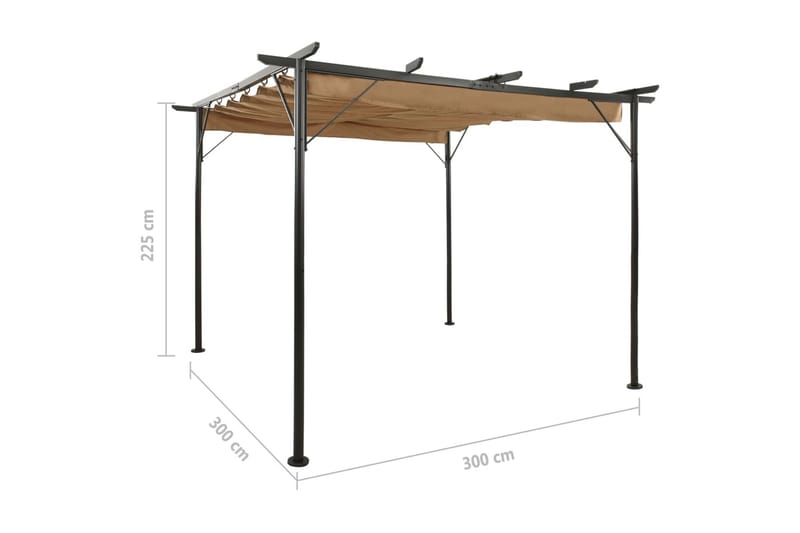 Pergola sisäänvedettävä katto taupe 3x3 m teräs 180 g/mÂ² - Taupe - Grilliteltta - Pergola