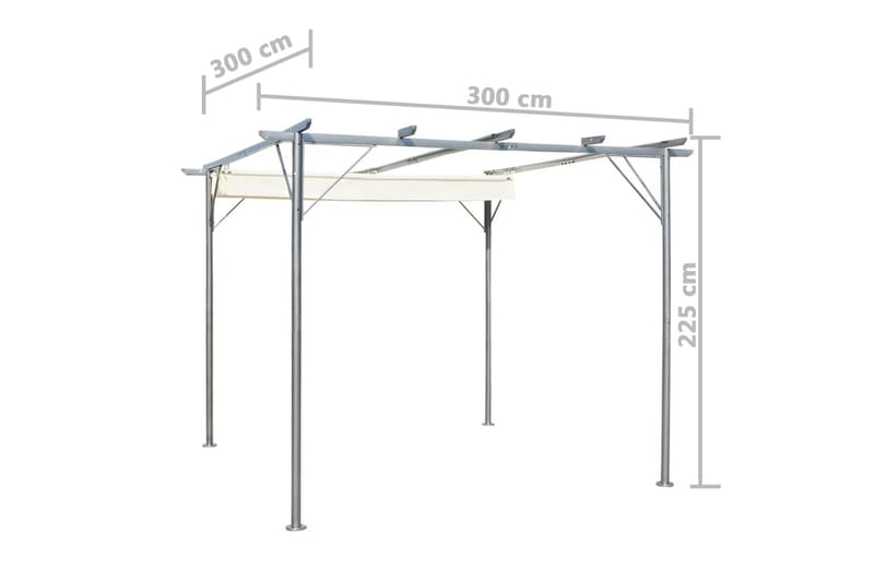 Pergola sisäänvedettävällä katolla kermanvalkoinen 3x3 m - Kerma - Grilliteltta - Pergola