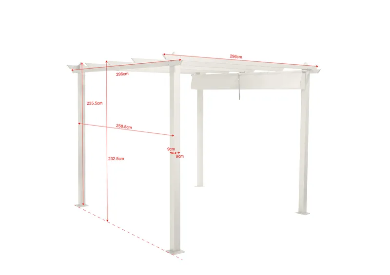 Porto-pergola 3x3 m alumiinia, katto aurinkosuojaksi - Valkoinen - Piha & ulkoaltaat - Grillaus - Grillitarvikkeet - Grilliteltta