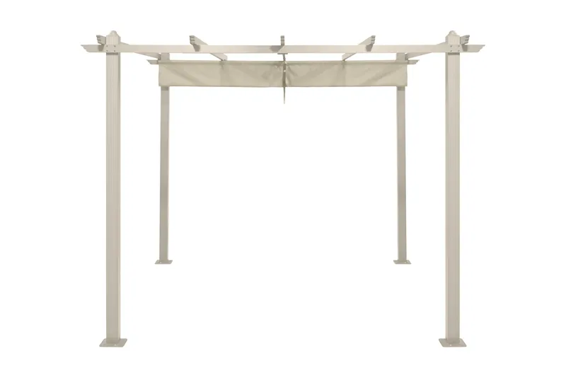 Porto-pergola 3x3 m alumiinia, katto aurinkosuojaksi - Beige - Piha & ulkoaltaat - Grillaus - Grillitarvikkeet - Grilliteltta