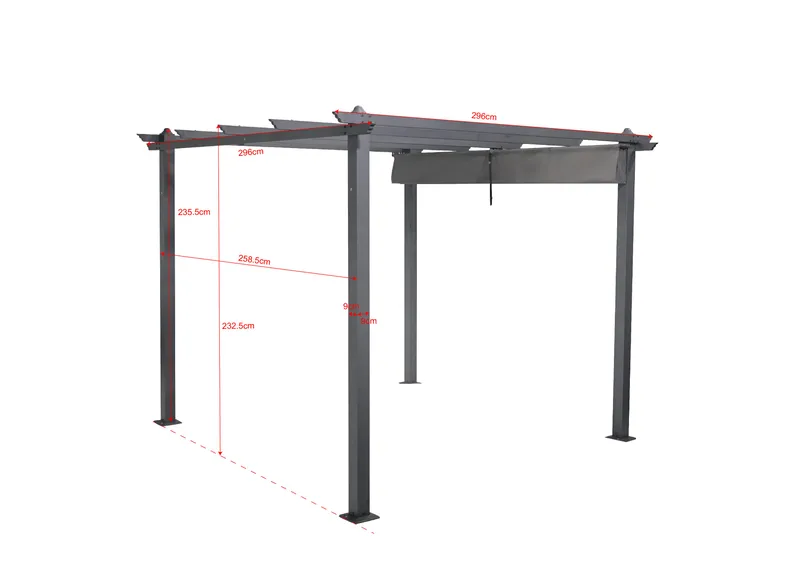 Porto-pergola 3x3 m alumiinia, katto aurinkosuojaksi - Tummanharmaa - Piha & ulkoaltaat - Grillaus - Grillitarvikkeet - Grilliteltta