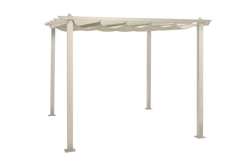 Porto-pergola 3x3 m alumiinia, katto aurinkosuojaksi - Beige - Piha & ulkoaltaat - Grillaus - Grillitarvikkeet - Grilliteltta