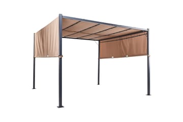 Trädgårdspergola Beliani Parga Beige/svart Brown||Black - Piha & ulkoaltaat - Grillaus - Grillitarvikkeet - Grilliteltta