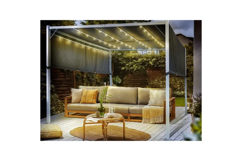 Trädgårdspergola Beliani Parga Beige/svart Grey||White - Piha & ulkoaltaat - Grillaus - Grillitarvikkeet - Grilliteltta