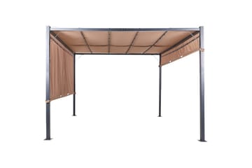 Trädgårdspergola Beliani Parga Beige/svart Brown||Black - Piha & ulkoaltaat - Grillaus - Grillitarvikkeet - Grilliteltta