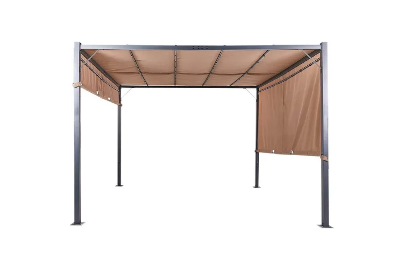 Trädgårdspergola Beliani Parga Beige/svart Brown||Black - Piha & ulkoaltaat - Grillaus - Grillitarvikkeet - Grilliteltta