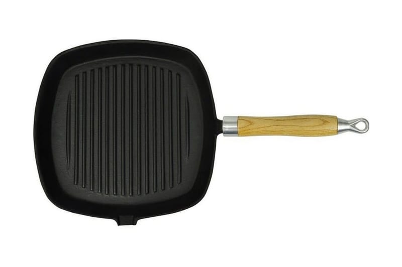 Valurauta grillipannu  puukahvalla 20x20 cm - Piha & ulkoaltaat - Grillaus - Grillitarvikkeet