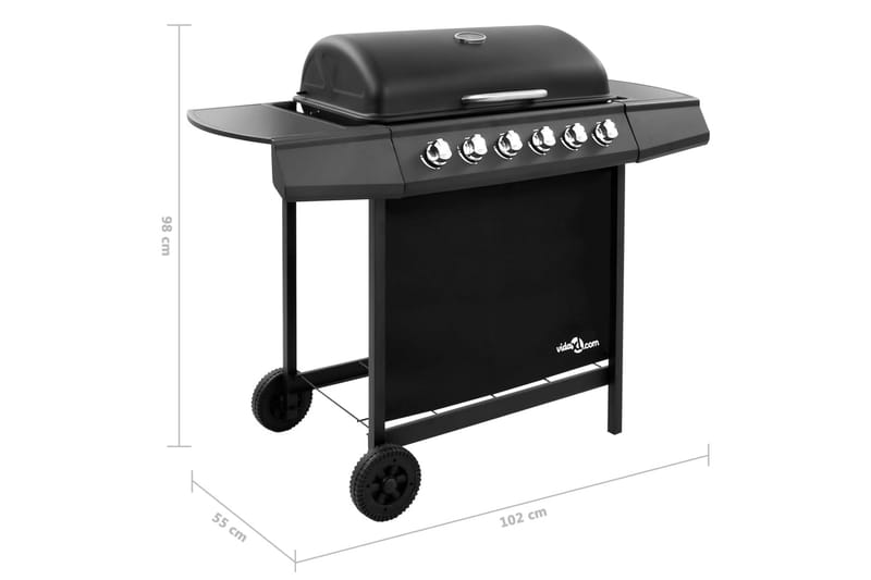Kaasugrilli 6 poltinta musta - Musta - Piha & ulkoaltaat - Grillaus - Kaasugrilli