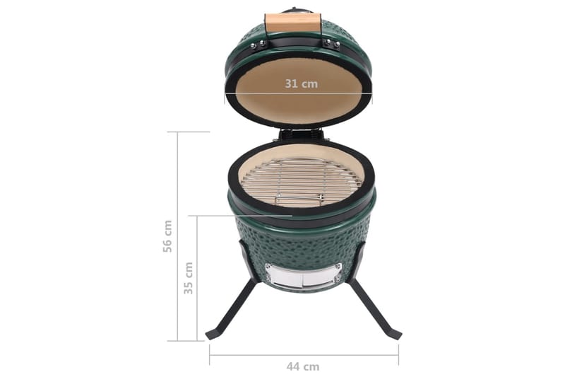 Kamado 2-in-1 grilli/savustin keramiikka 56 cm vihreä - Vihreä - Piha & ulkoaltaat - Grillaus - Savustin & savugrilli