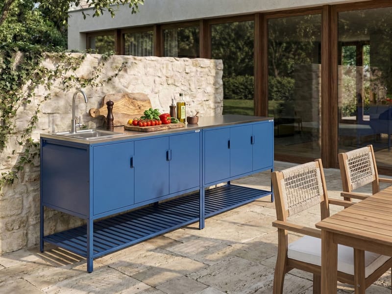 2-osainen ulkokeittiö altaalla Maenza Teräs - Sininen/Hopea - Piha & ulkoaltaat - Grillaus - Ulkokeittiö - Valmis ulkokeittiö