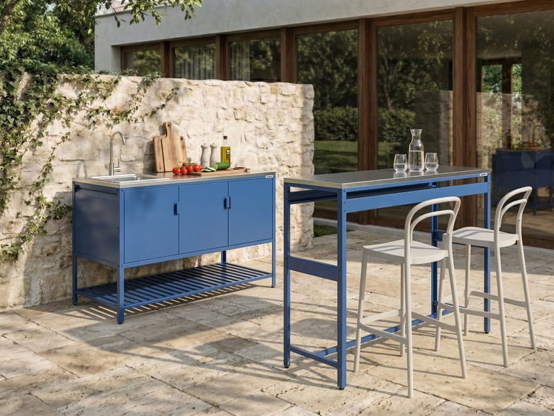 2-osainen ulkokeittiö altaalla Maenza Teräs - Sininen/Hopea - Piha & ulkoaltaat - Grillaus - Ulkokeittiö - Valmis ulkokeittiö