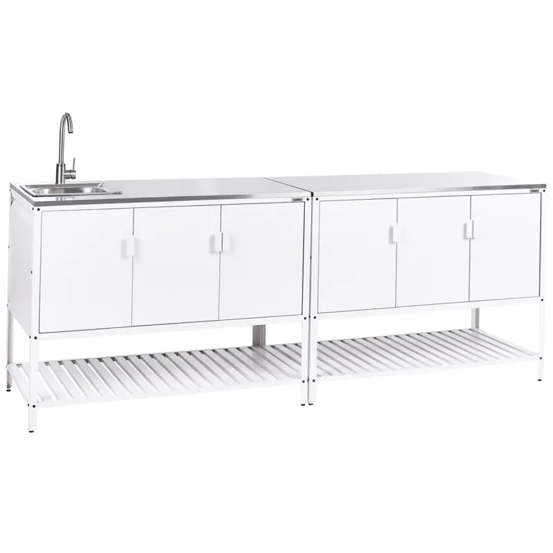 2-osainen ulkokeittiö altaalla Maenza Teräs, Valkoinen/musta