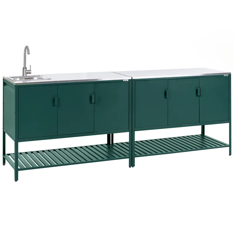 2-osainen ulkokeittiö altaalla Maenza Teräs, Vihreä/musta