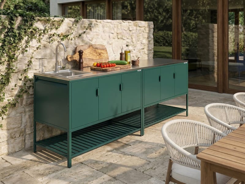 2-osainen ulkokeittiö altaalla Maenza Teräs - Vihreä/musta - Piha & ulkoaltaat - Grillaus - Ulkokeittiö - Valmis ulkokeittiö