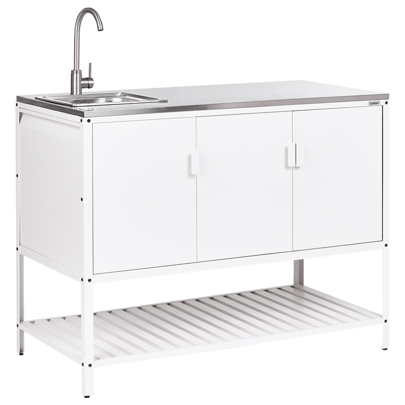 2-osainen ulkokeittiö altaalla Maenza - Valkoinen/musta - Piha & ulkoaltaat - Grillaus - Ulkokeittiö - Valmis ulkokeittiö