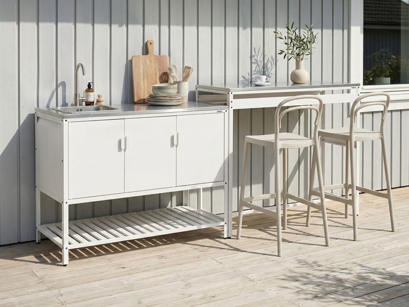2-osainen ulkokeittiö altaalla Maenza - Valkoinen/musta - Piha & ulkoaltaat - Grillaus - Ulkokeittiö - Valmis ulkokeittiö