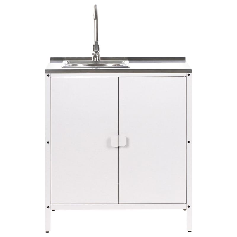 2-osainen ulkokeittiö pesualtaalla, 2 ovea Vilama - Valkoinen, Hopea - Piha & ulkoaltaat - Grillaus - Ulkokeittiö - Valmis ulkokeittiö