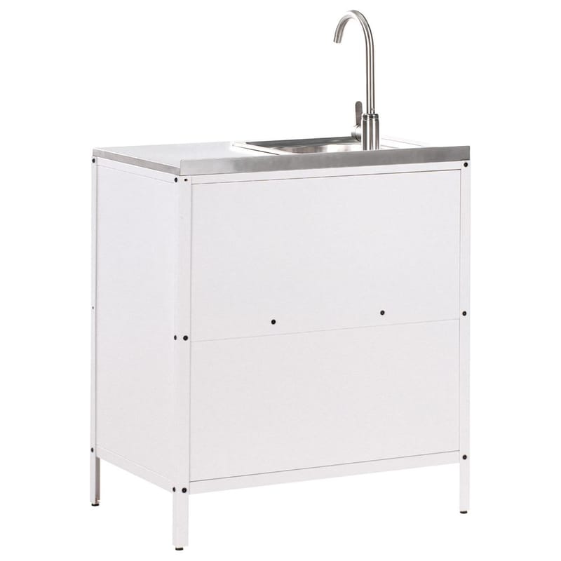 2-osainen ulkokeittiö pesualtaalla, 2 ovea Vilama - Valkoinen, Hopea - Piha & ulkoaltaat - Grillaus - Ulkokeittiö - Valmis ulkokeittiö