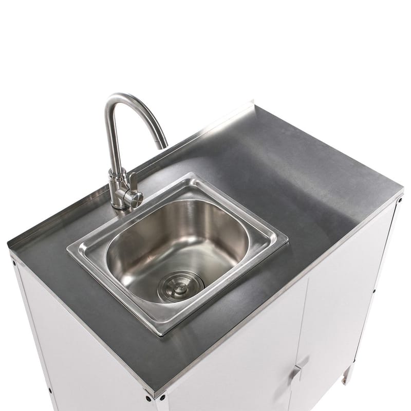 2-osainen ulkokeittiö pesualtaalla, 2 ovea Vilama - Valkoinen, Hopea - Piha & ulkoaltaat - Grillaus - Ulkokeittiö - Valmis ulkokeittiö