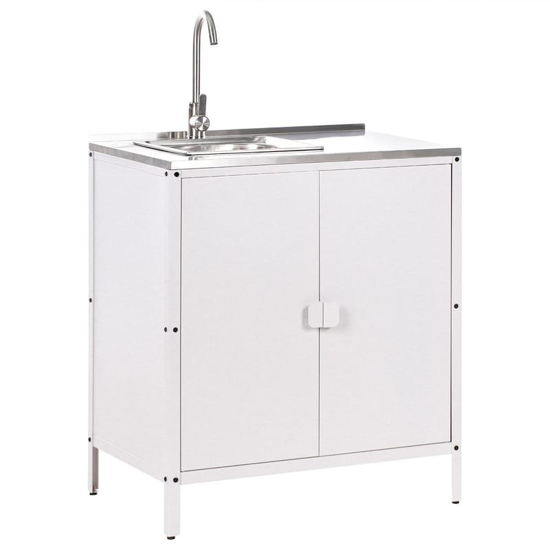 2-osainen ulkokeittiö pesualtaalla, 2 ovea Vilama - Valkoinen, Hopea - Piha & ulkoaltaat - Grillaus - Ulkokeittiö - Valmis ulkokeittiö