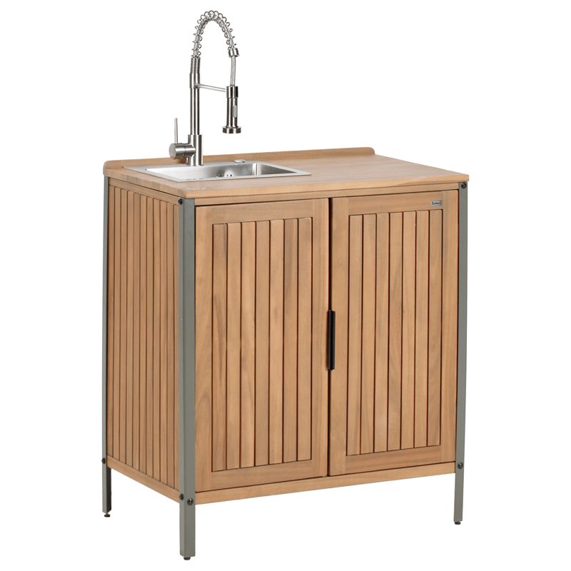 3-osainen ulkokeittiö altaalla Ivrea akaasiapuu - Ruskea/Harmaa/Hopea - Piha & ulkoaltaat - Grillaus - Ulkokeittiö - Valmis ulkokeittiö