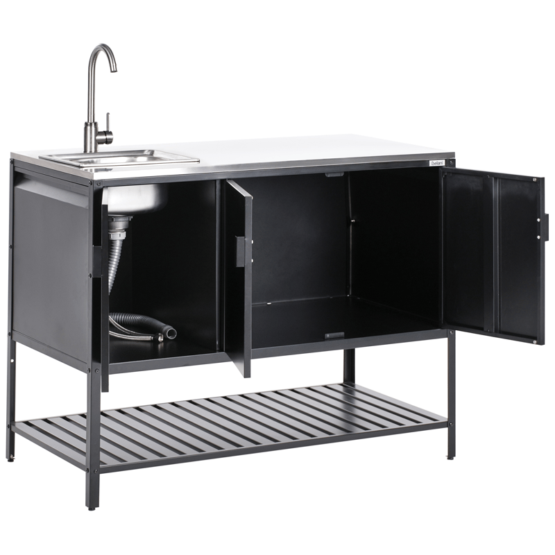 3-osainen ulkokeittiö altaalla Maenza - Musta - Piha & ulkoaltaat - Grillaus - Ulkokeittiö - Valmis ulkokeittiö