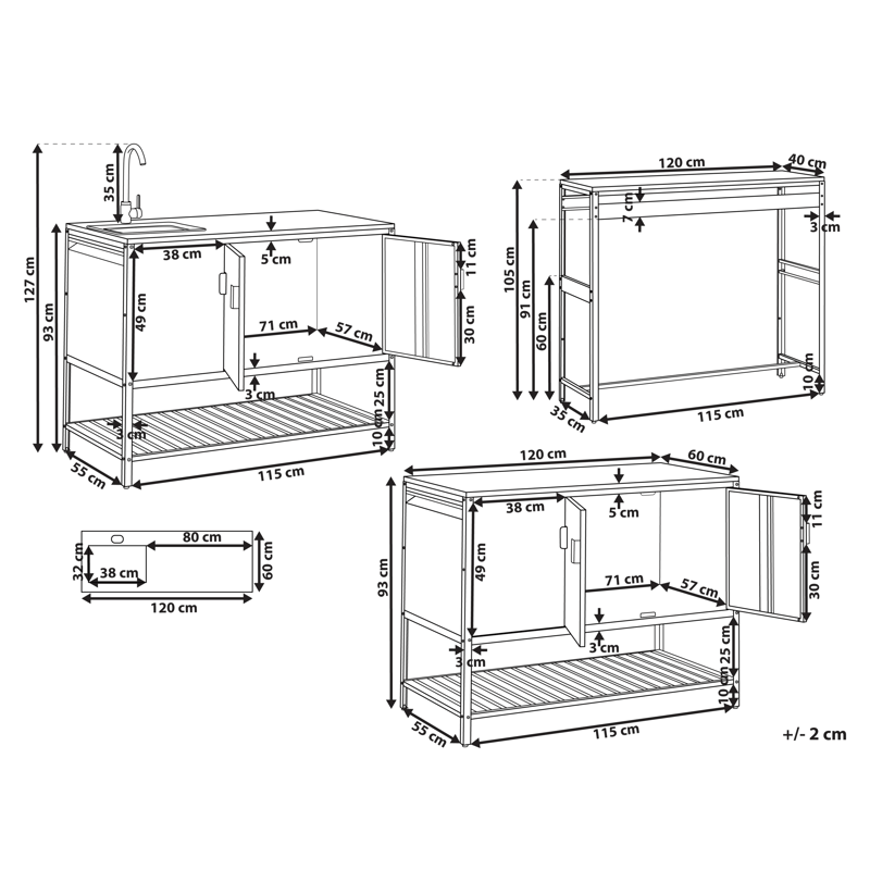3-osainen ulkokeittiö altaalla Maenza Teräs - Sininen/hopea - Piha & ulkoaltaat - Grillaus - Ulkokeittiö - Valmis ulkokeittiö