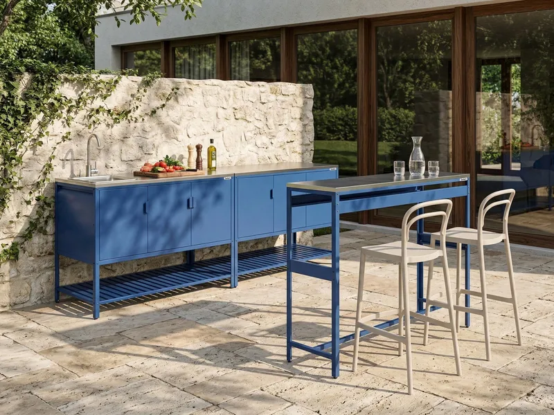 3-osainen ulkokeittiö altaalla Maenza Teräs - Sininen/hopea - Piha & ulkoaltaat - Grillaus - Ulkokeittiö - Valmis ulkokeittiö