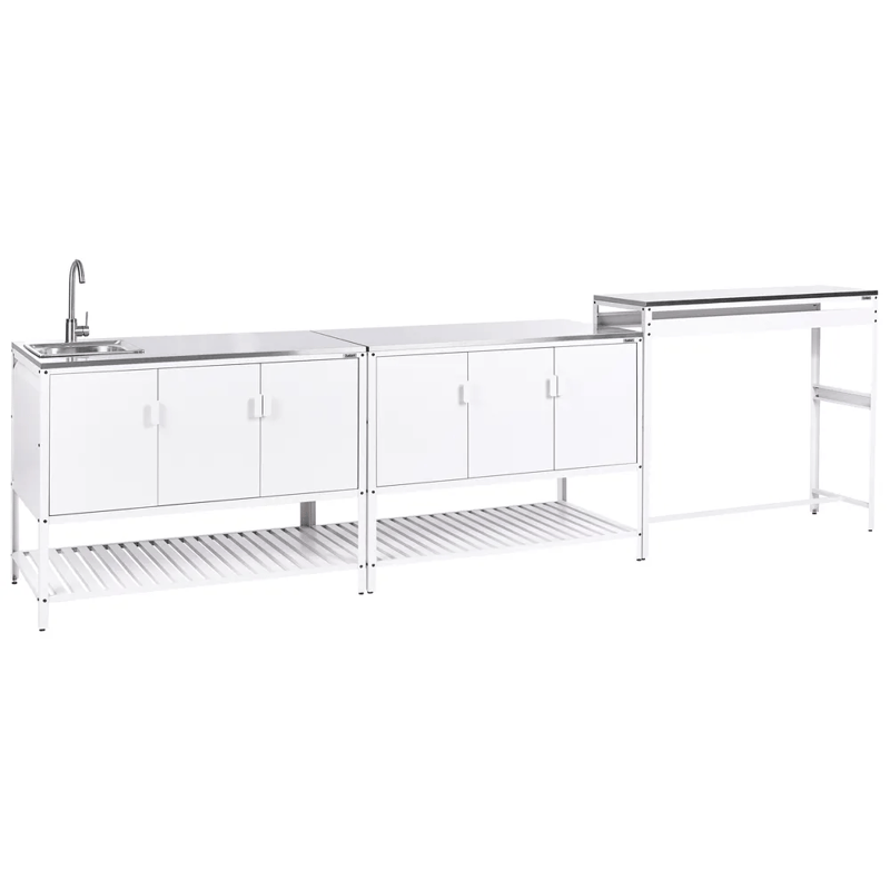 3-osainen ulkokeittiö altaalla Maenza Teräs, Valkoinen/musta