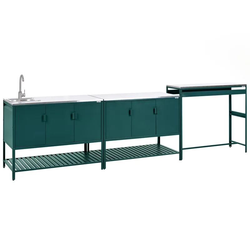 3-osainen ulkokeittiö altaalla Maenza Teräs, Vihreä/musta