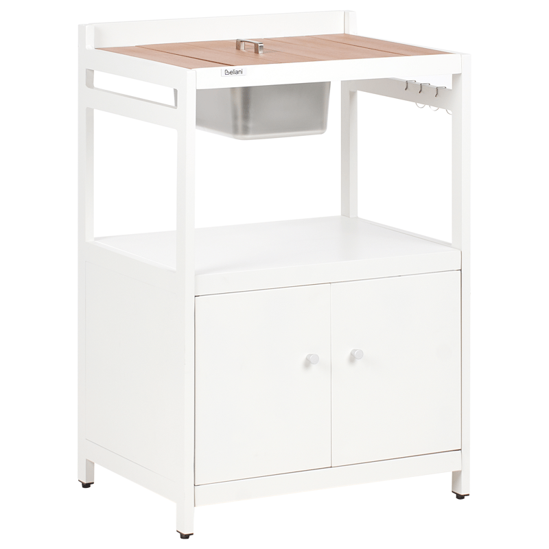 3-osainen ulkokeittiö altaalla Ortisei Alumiini - Valkoinen/Ruskea - Piha & ulkoaltaat - Grillaus - Ulkokeittiö - Valmis ulkokeittiö