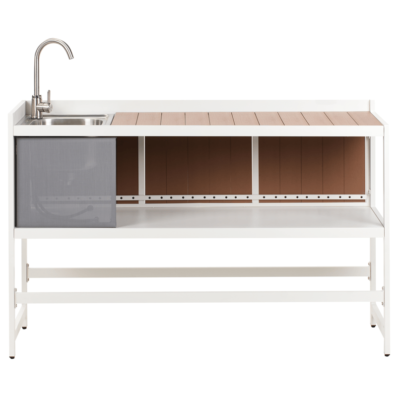 3-osainen ulkokeittiö altaalla Ortisei Alumiini - Valkoinen/Ruskea - Piha & ulkoaltaat - Grillaus - Ulkokeittiö - Valmis ulkokeittiö