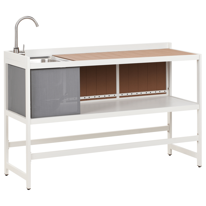 3-osainen ulkokeittiö altaalla Ortisei Alumiini - Valkoinen/Ruskea - Piha & ulkoaltaat - Grillaus - Ulkokeittiö - Valmis ulkokeittiö