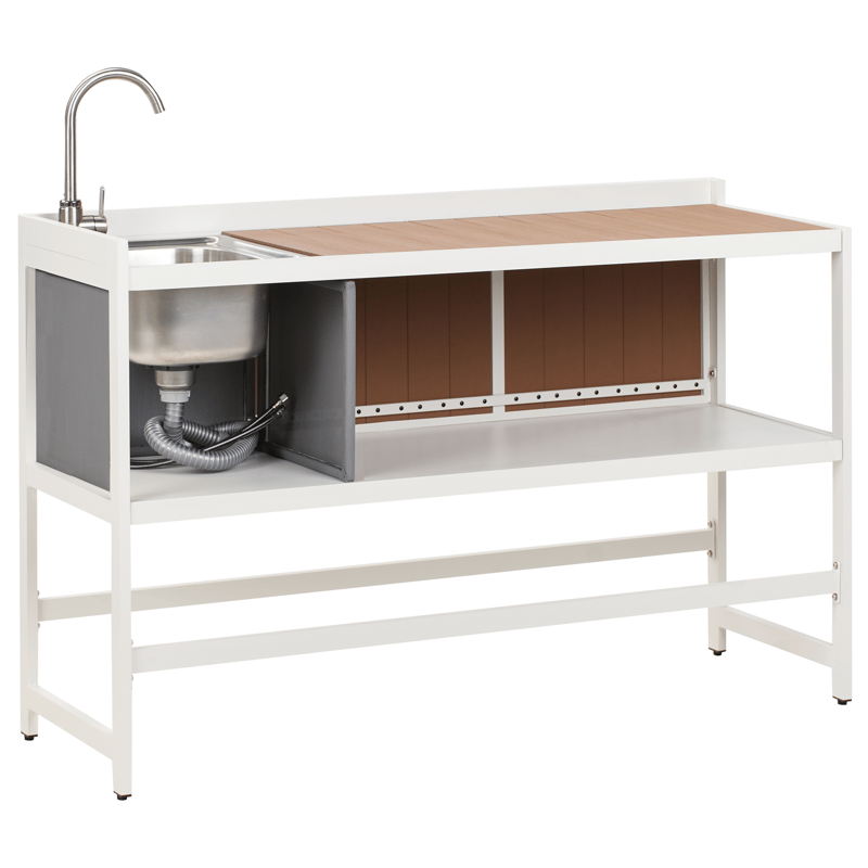 3-osainen ulkokeittiö altaalla Ortisei Alumiini - Valkoinen/Ruskea - Piha & ulkoaltaat - Grillaus - Ulkokeittiö - Valmis ulkokeittiö