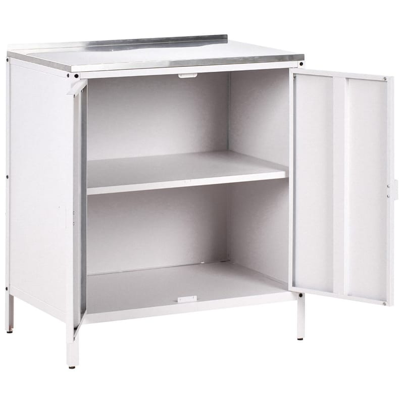 3-osainen ulkokeittiö pesualtaalla 4 ovella Vilama - Valkoinen, Hopea - Piha & ulkoaltaat - Grillaus - Ulkokeittiö - Valmis ulkokeittiö