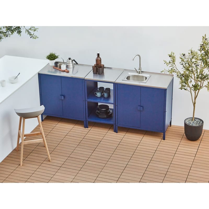 3-osainen ulkokeittiö pesualtaalla 4 ovella Vilama - Sininen, Hopea - Piha & ulkoaltaat - Grillaus - Ulkokeittiö - Valmis ulkokeittiö