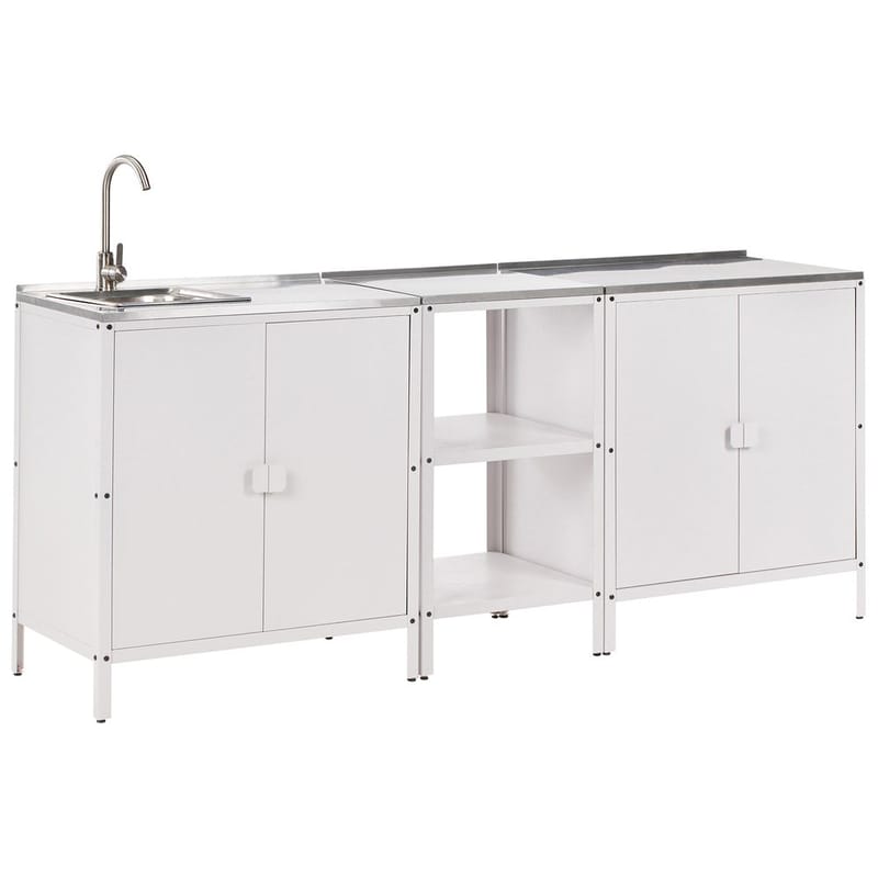 3-osainen ulkokeittiö pesualtaalla 4 ovella Vilama, Valkoinen, Hopea