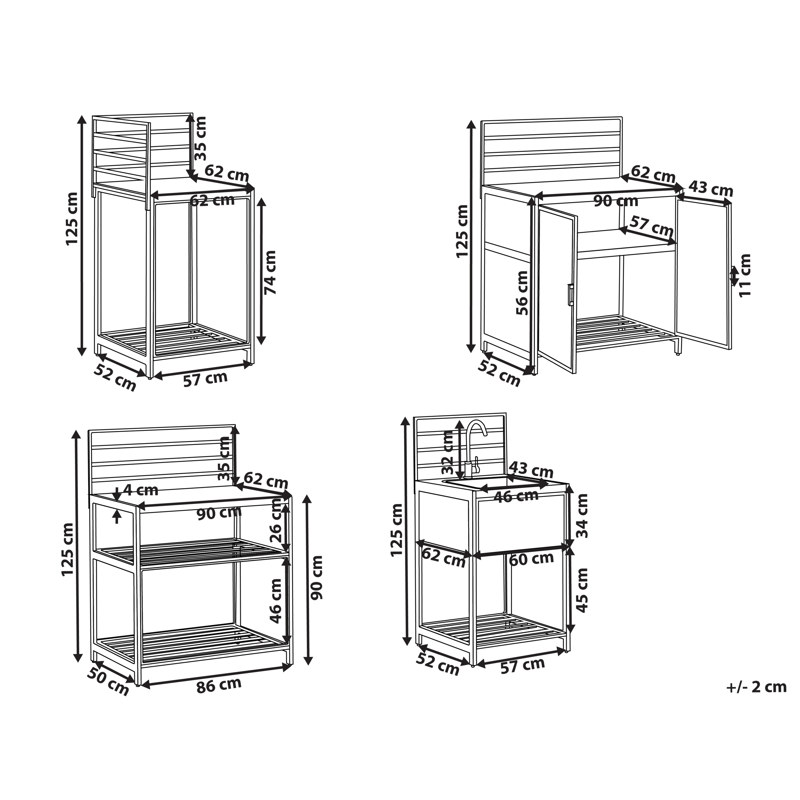 4-osainen ulkokeittiö altaalla Mirador polyrottinki - Harmaa/Beige - Piha & ulkoaltaat - Grillaus - Ulkokeittiö - Valmis ulkokeittiö