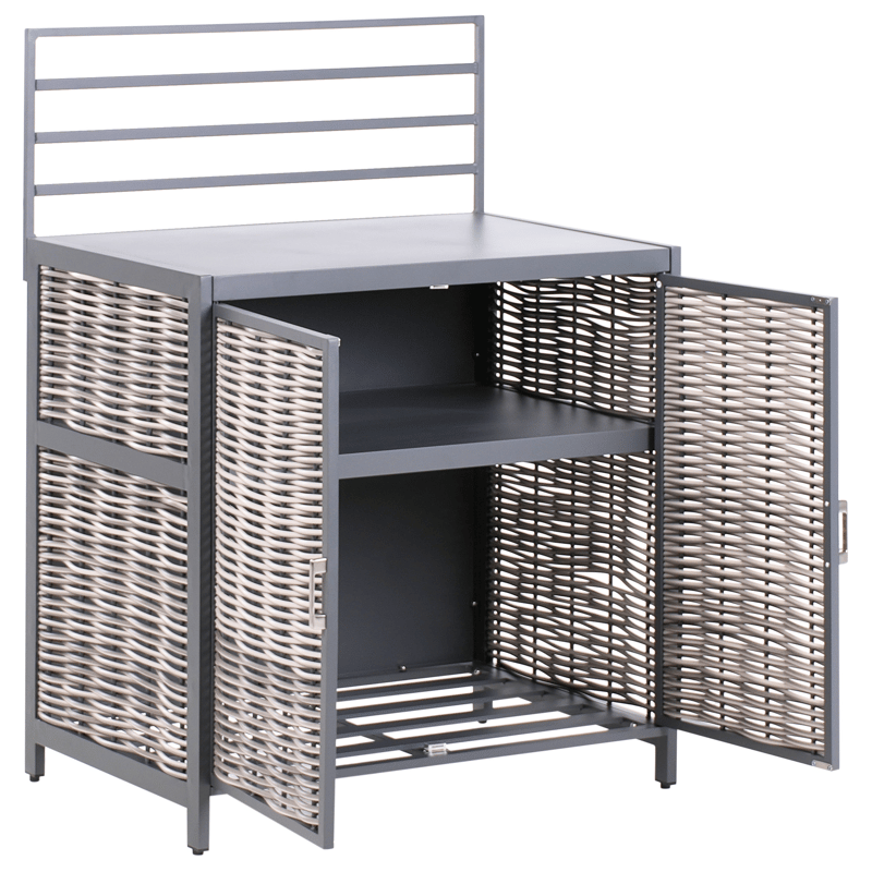 4-osainen ulkokeittiö altaalla Mirador polyrottinki - Harmaa/Beige - Piha & ulkoaltaat - Grillaus - Ulkokeittiö - Valmis ulkokeittiö