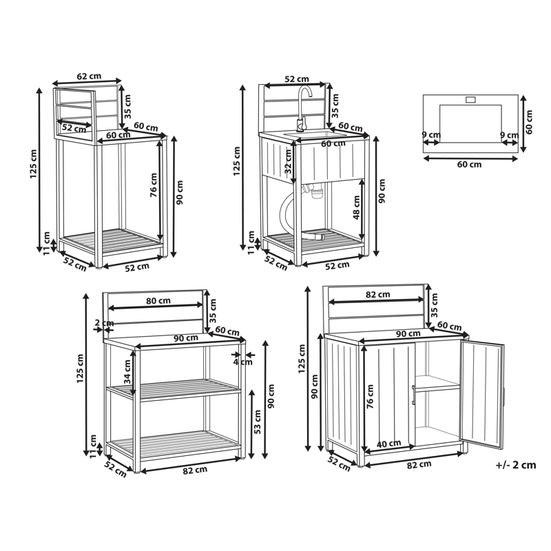 4-osainen ulkokeittiö altaalla Viggiano - Harmaa - Piha & ulkoaltaat - Grillaus - Ulkokeittiö - Valmis ulkokeittiö